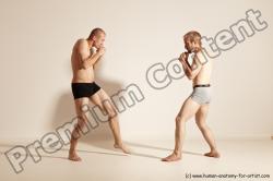 Underwear Martial art Man - Man White Moving poses Slim Short Blond Dynamic poses Academic